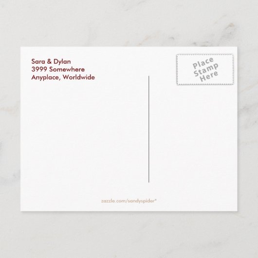 新婦パーソナライズされたと新郎の日付はがきを保存 案内ポストカード (裏面)