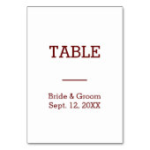 新婦パーソナライズされたのテー結婚ブルカード テーブルナンバー (正面)