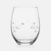 新婦パーソナライズされたの名前インフィニティシンボル ステムなしワイングラス (右)