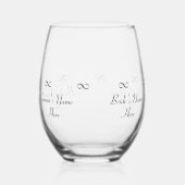 新婦パーソナライズされたの名前インフィニティシンボル ステムなしワイングラス (左)