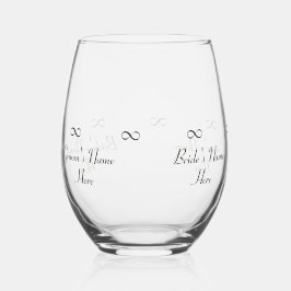 新婦パーソナライズされたの名前インフィニティシンボル ステムなしワイングラス