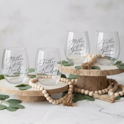 新婦パーソナライズされたの親結婚達 ステムなしワイングラス