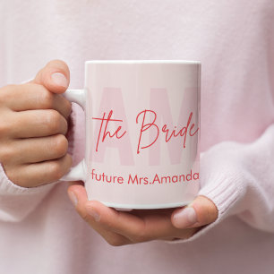 新婦パーソナライズされたマグ 赤面ピンク未来のミセス コーヒーマグカップ