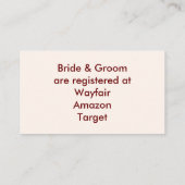 新婦パーソナライズされた登録カード エンクロージャーカード (裏面)