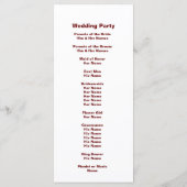 新婦パーソナライズされた結婚式 プログラムラックカード プログラム (裏面)
