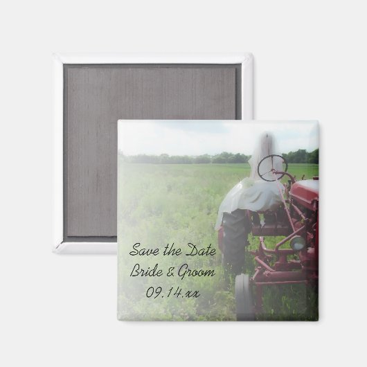 新婦ファームトラクター国の結婚式の日付を保存 マグネット (正面/裏面)
