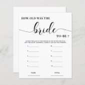 新婦ブライダルシャワーゲームシンプルは何歳だった (正面/裏面)