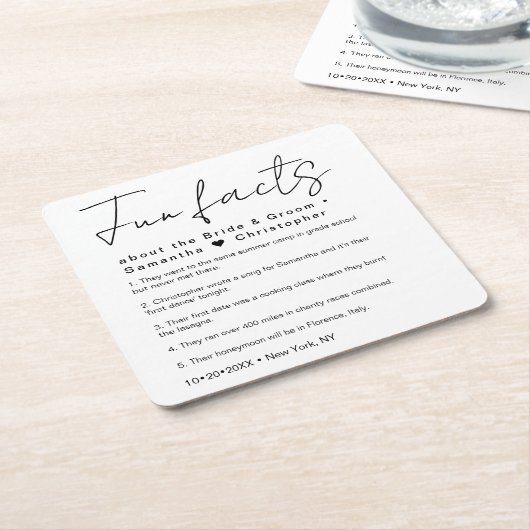 新婦ミニマルのおもしろいに関する結婚事実 スクエアペーパーコースター (アングル)