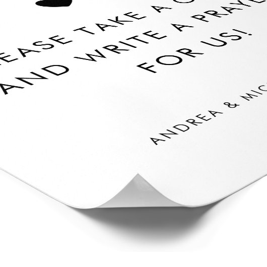 新婦モダンのサインの結婚祈りの言葉 ポスター (角)