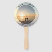 新婦モダンエレガントと新郎フォト結婚式の引き出物 ハンドファン (正面)