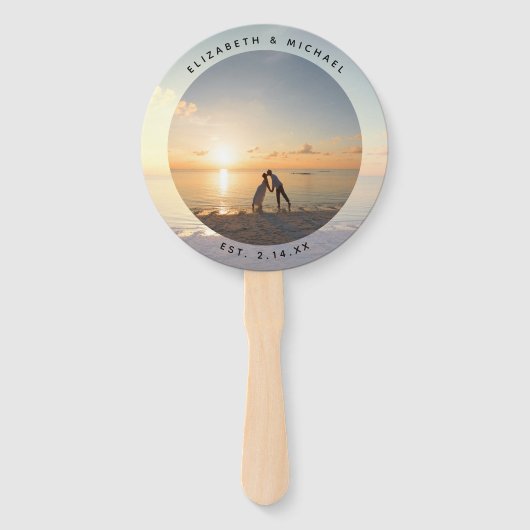 新婦モダンエレガントと新郎フォト結婚式の引き出物 ハンドファン (正面)