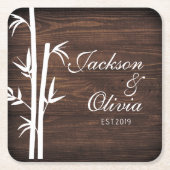 新婦モダン名前をカスタムする及び日付 スクエアペーパーコースター (正面)