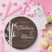 新婦モダン名前をカスタムする及び日付 ペーパープレート (パーティー)