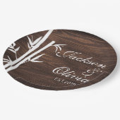 新婦モダン名前をカスタムする及び日付 ペーパープレート (アングル)