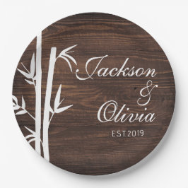 新婦モダン名前をカスタムする及び日付 ペーパープレート