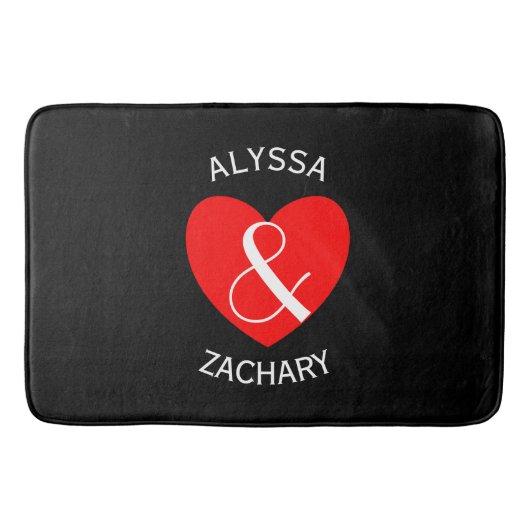 新婦モダン赤いハートカーブ文字A29 バスマット (正面)
