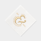 新婦ユニークスタイリッシュ名の金ゴールド 箔ナプキン (右)