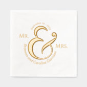 新婦ユニークスタイリッシュ名の金ゴールド 箔ナプキン (正面)