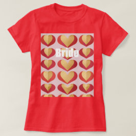 新婦ルクセ金ゴールド赤いハートレッドTシャツ Tシャツ