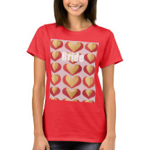 新婦ルクセ金ゴールド赤いハートレッドTシャツ