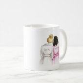 新婦付添人か。 ブロンドのパンの花嫁の暗いBrの巻き毛の女中 コーヒーマグカップ (正面右)