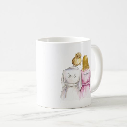 新婦付添人か。 ブロンドのパンの花嫁暗いBlのまっすぐな女中 コーヒーマグカップ (正面右)