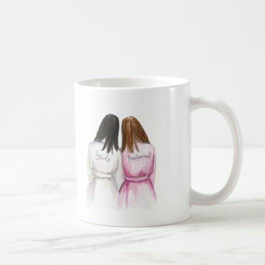 新婦付添人か。 マグの黒く長い花嫁のBrの長い女中 コーヒーマグカップ (右)