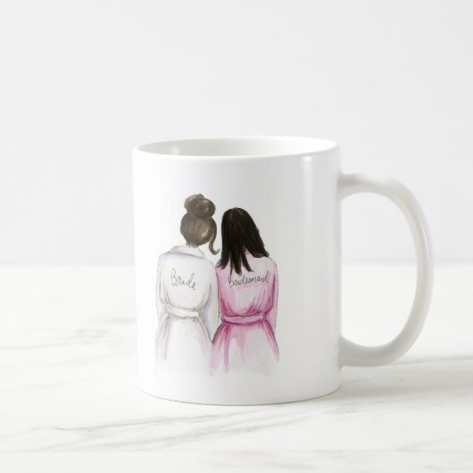 新婦付添人か。 マグのDrkのBrのパンの花嫁の黒の長い女中 コーヒーマグカップ (右)