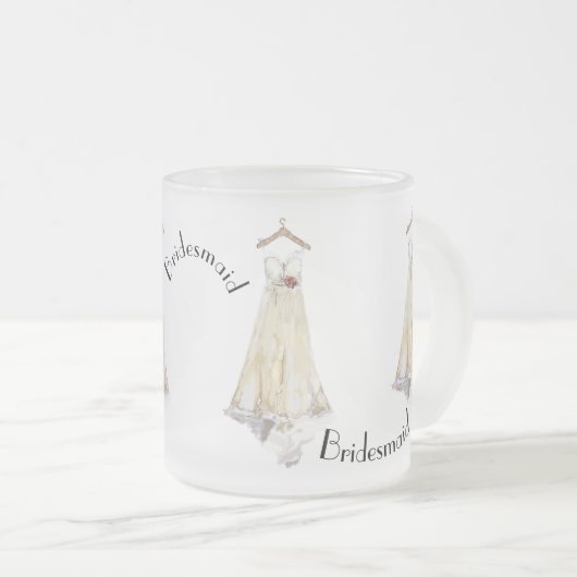 新婦付添人のウェディングドレスのギフトのパーティの記念品 フロストグラスマグカップ (正面右)