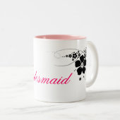 新婦付添人のピンクの黒 ツートーンマグカップ (正面右)