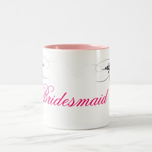 新婦付添人のピンクの黒 ツートーンマグカップ (中央)