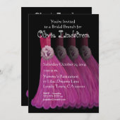 新婦付添人のブランチのピンクは金属紙に服を着せます 招待状 (正面/裏面)