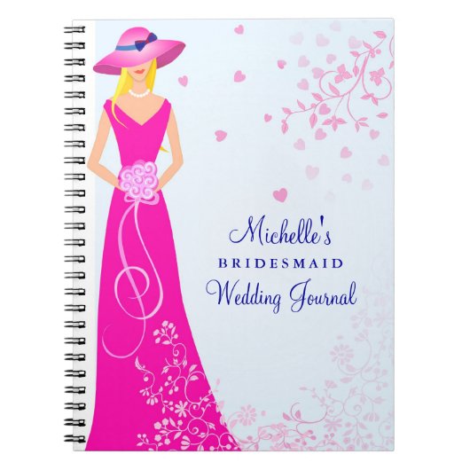 新婦付添人のメイド・オブ・オーナー(花嫁付き添い人)の結婚式ジャーナルノート ノートブック (正面)