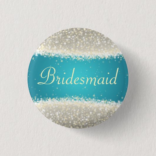 新婦付添人の好意の眩ます輝きのターコイズ 缶バッジ (正面)