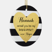 新婦付添人の提案のオーナメントの金ゴールドのハートのクリスマス セラミックオーナメント (右)