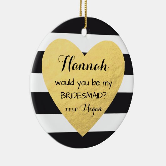 新婦付添人の提案のオーナメントの金ゴールドのハートのクリスマス セラミックオーナメント (右)