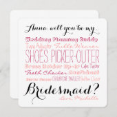 新婦付添人の提案カードは新婦付添人に尋ねます 招待状 (正面/裏面)