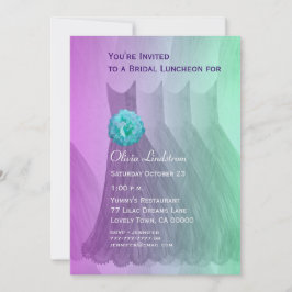 新婦付添人の昼食会かブランチの紫色の緑の服 招待状