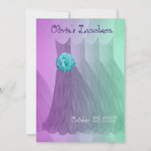 新婦付添人の昼食会かブランチの紫色の緑の服 招待状 (裏面)