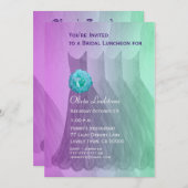 新婦付添人の昼食会かブランチの紫色の緑の服 招待状 (正面/裏面)