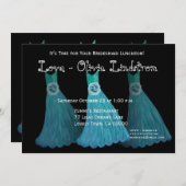 新婦付添人の昼食会かブランチの青い服 招待状 (正面/裏面)