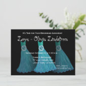 新婦付添人の昼食会かブランチの青い服 招待状 (スタンド正面)