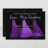 新婦付添人の昼食会またはブランチの王室のな紫色の服 招待状 (正面/裏面)