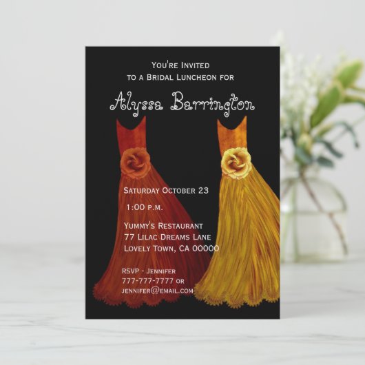 新婦付添人の昼食会またはブランチの秋の服S001 招待状 (スタンド正面)