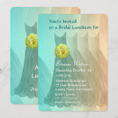 新婦付添人の昼食会またはブランチの緑金ゴールドV01 招待状 (正面/裏面)