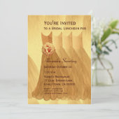 新婦付添人の昼食会またはブランチの金ゴールドの服V08 招待状 (スタンド正面)