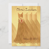 新婦付添人の昼食会またはブランチの金ゴールドの服V08 招待状 (裏面)