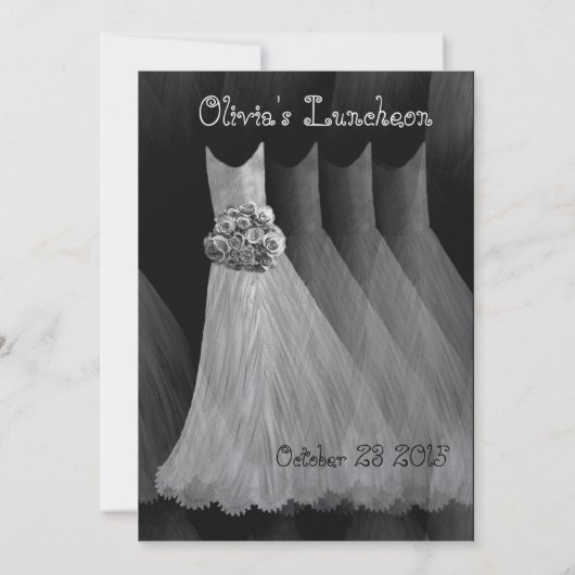 新婦付添人の昼食会またはブランチの銀製灰色の服 招待状 (裏面)