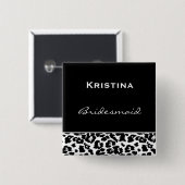 新婦付添人の白黒のモダンなヒョウZ001 缶バッジ (正面&裏面)