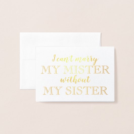 新婦付添人またはメイド・オブ・オーナー（花嫁付き添い人）の提案の招待状 箔カード (封筒付き正面)